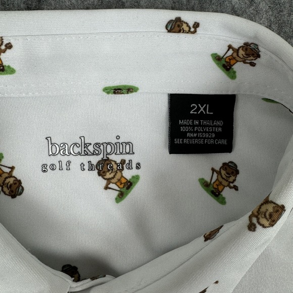 Backspin Golf Polo Shirt Mens XXL White Gophers Performance - Picture 3 of 10